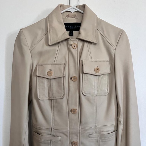 Reaction Kenneth Cole White 100% Leather  Jacket Size Small - Picture 1 of 4